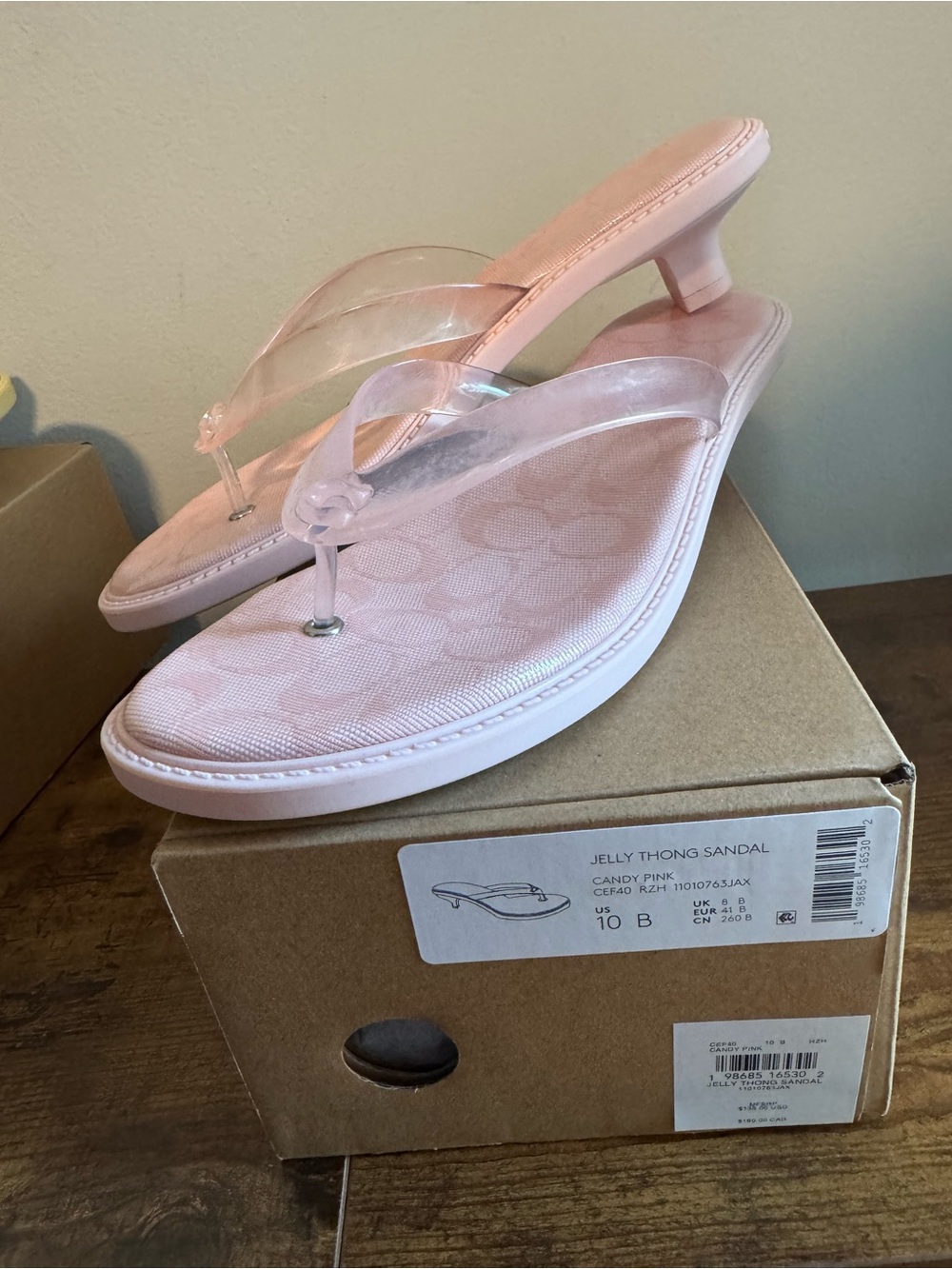 Candy Pink Jelly Thong Sandal Heels - Brand: Size 10